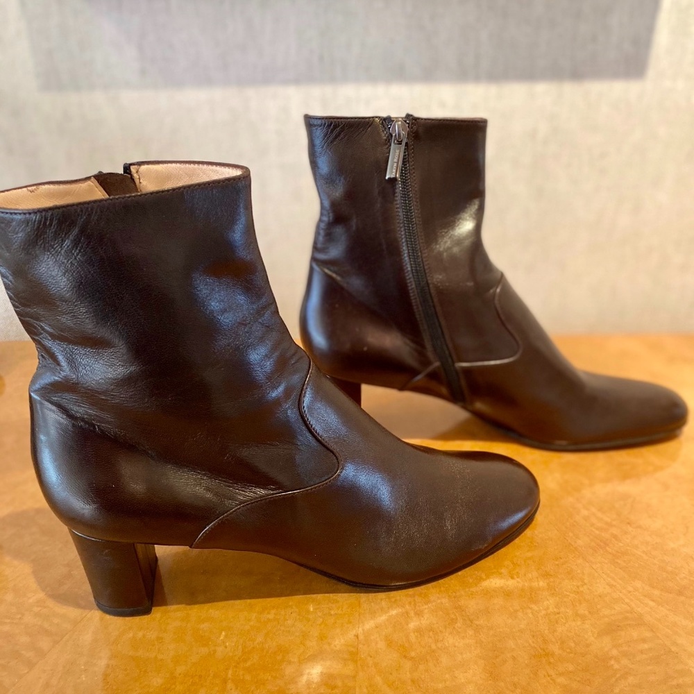 FINE LEATHER ANKLE BOOTS TARA ROSE MADE IN ITALY NEVER WORN